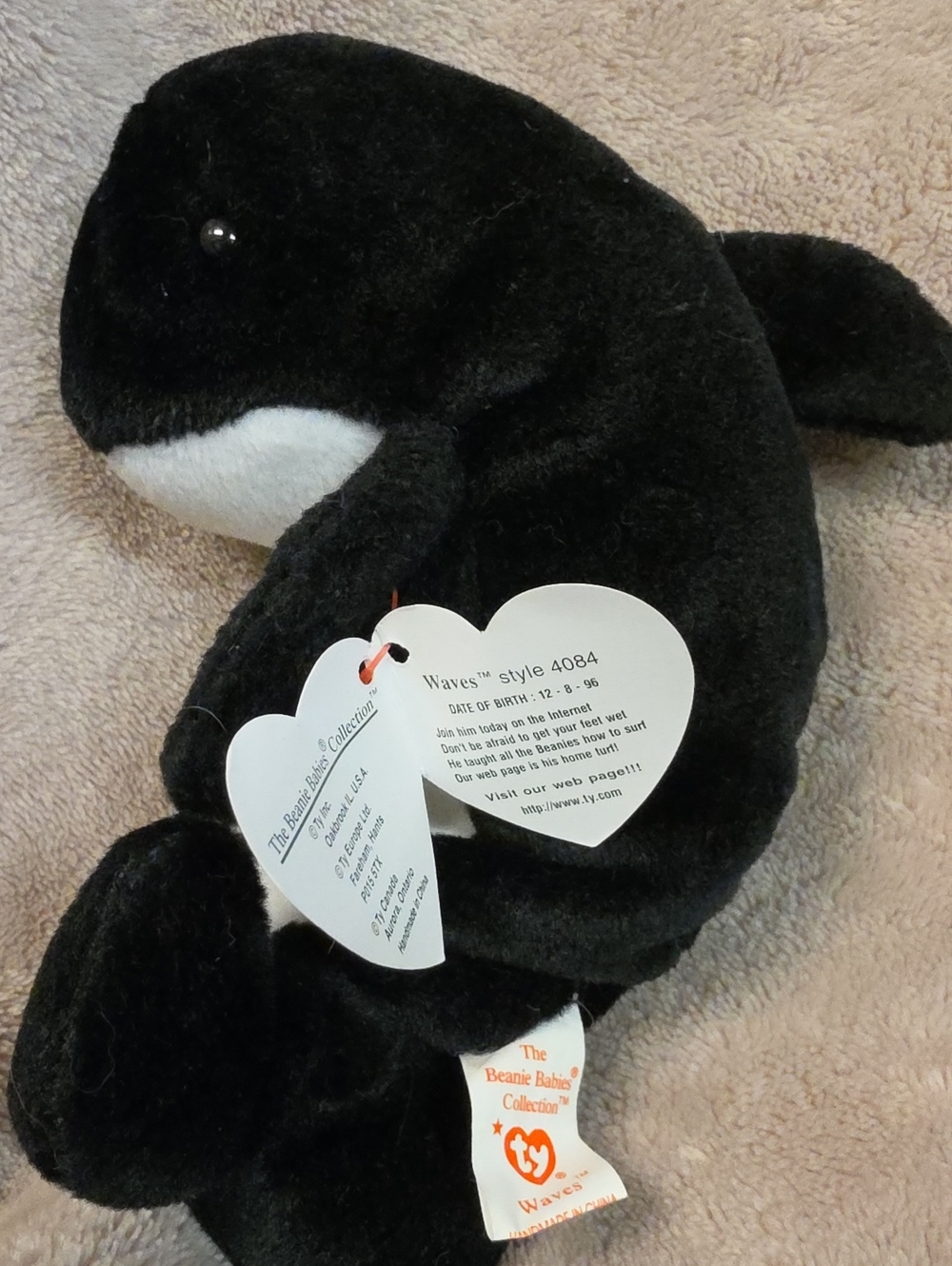 Ty Black and White Plush Orca Whale